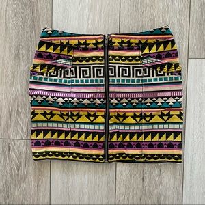 H&M tribal print mini skirt